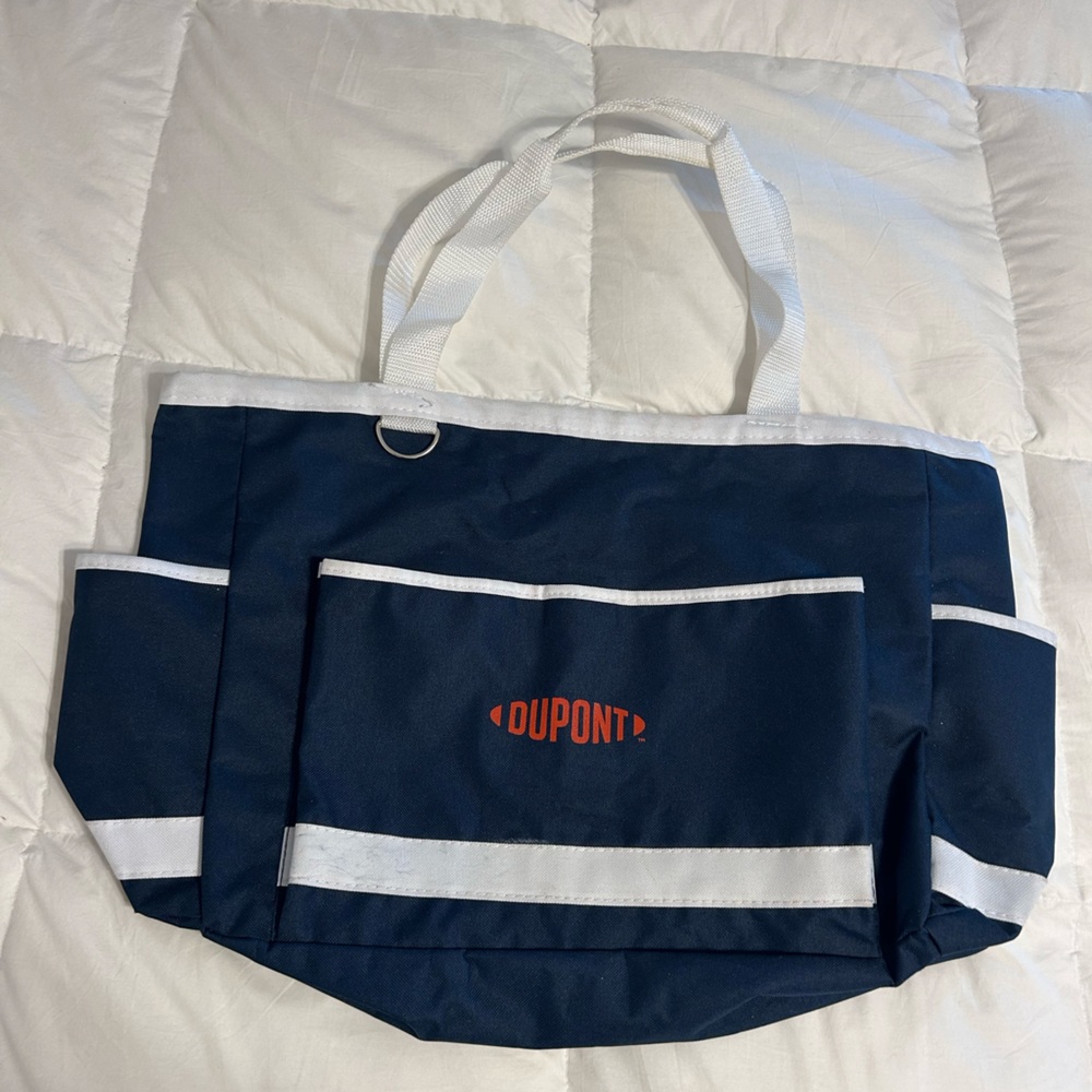 LEEDS | Navy Blue and White Waterproof Canvas-Like Tote Bag branded for DuPont